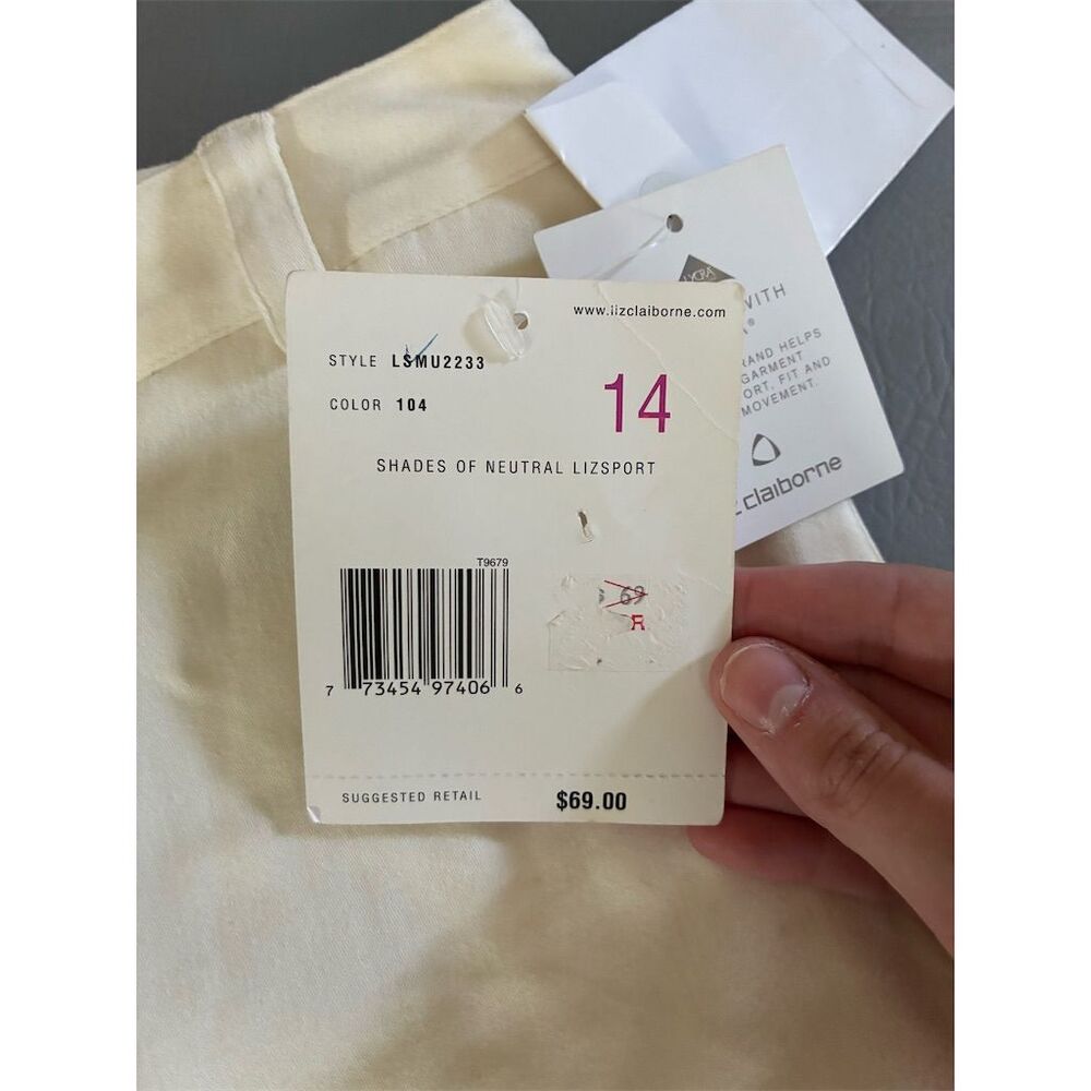 Liz Claiborne Lizsport Women's Beige Stretch Straight Leg Pants Size 14 - Picture 13 of 14